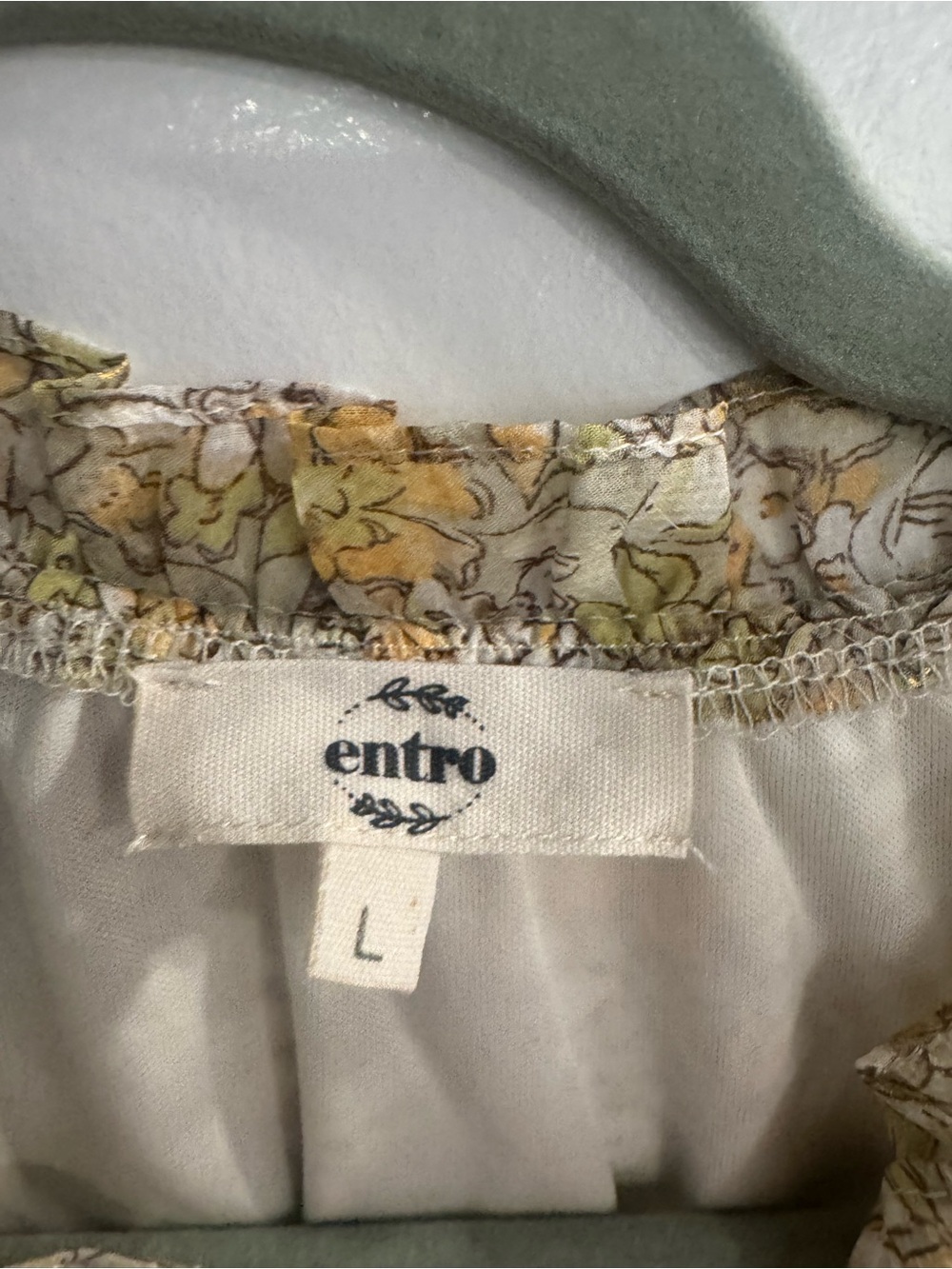 Entro Yellow Floral Ruffle V-Neck Blouse Large Boho Cottagecore Flutter top - Picture 2 of 7